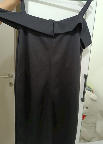 Drapeli Siyah Midi Ofis Elbisesi - Görsel 3