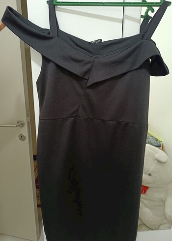 Drapeli Siyah Midi Ofis Elbisesi - Görsel 4