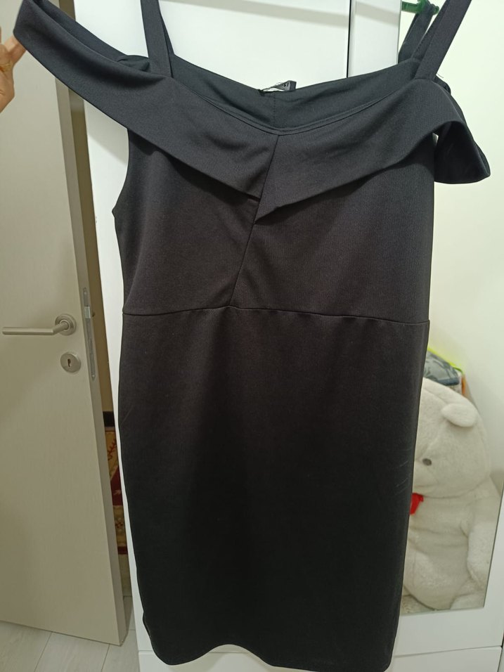 Drapeli Siyah Midi Ofis Elbisesi - Görsel 2