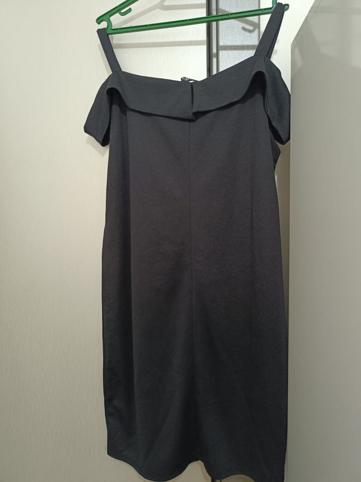 Drapeli Siyah Midi Ofis Elbisesi - Görsel 5