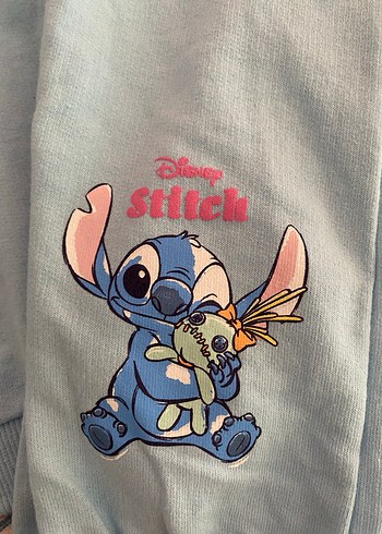 24-36 Ay Beden gri Renk Disney Stitch Kapüşonlu Gri Kız Eşofman Takımı