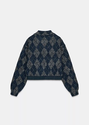 xs Beden gri Renk BAKLAVA DESENLİ TRİKO BOMBER CEKET