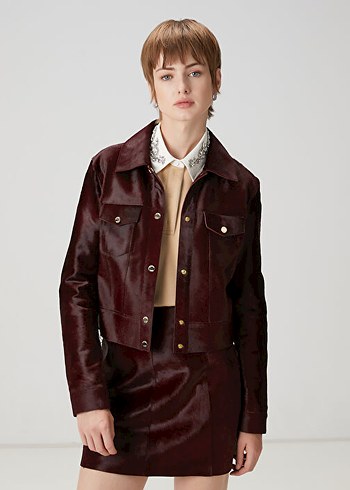 Beymen Club BORDO TAY TÜYÜ DERİ TRUCKER CEKET