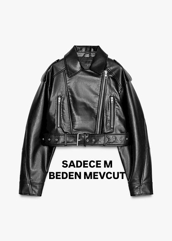 SUNİ DERİ CROP BIKER CEKET