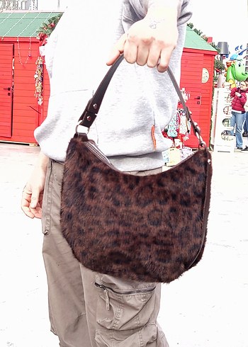 Kahverengi Leopar Desenli Kürklü Kadın Çanta(ıcı astarlı) - Görsel 2