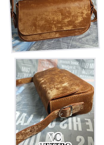 Vettro & Co. Uzun Zincirli Yaldızlı Süet Çanta - Görsel 2