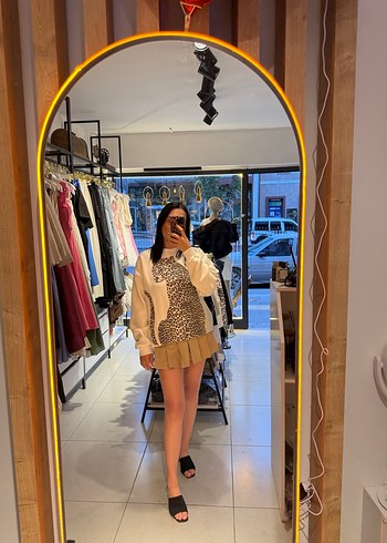 l Beden Leopar Desenli Kadın sweetshirt