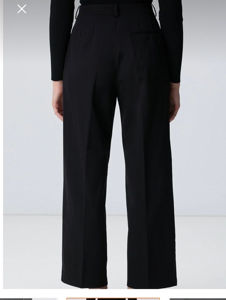 Siyah Midi Kumaş Kadın Pantolon - Görsel 3