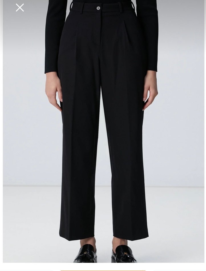 Siyah Midi Kumaş Kadın Pantolon - Görsel 2