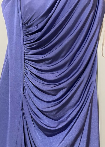 Parlak Mor Drapeli Uzun Abiye Elbise - Görsel 3