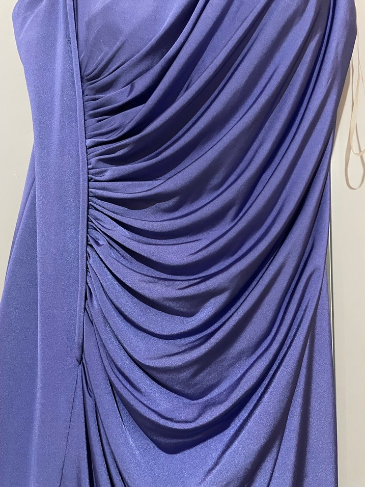 Parlak Mor Drapeli Uzun Abiye Elbise - Görsel 3