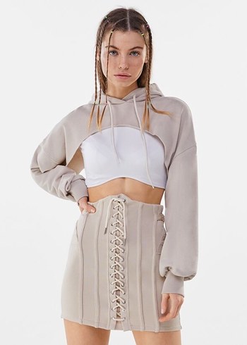 Bershka Bağcıklı Mini Etek