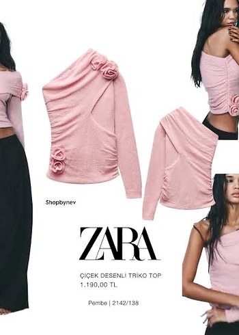 Zara Pembe Çiçekli kazak