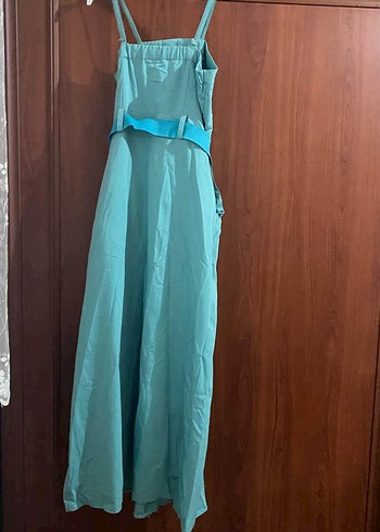 Kadın Turkuaz Uzun Tulum Görünümlü Elbise - Görsel 2