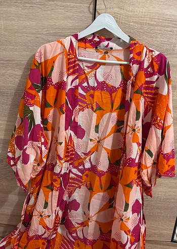 Renkli Desenli Uzun Bohem Kadın Kimono