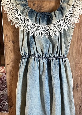 Vintage Kot Görünümlü Dantel Elbise