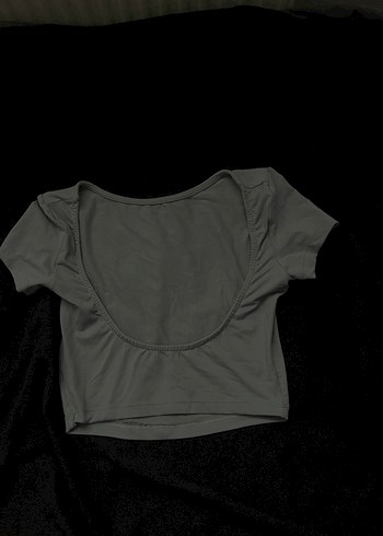 Diğer Gri Kadın Kısa Kollu sırt dekolteli crop top