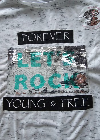 Gri Kız Çocuk Kısa Kollu Baskılı Tişört - Görsel 2