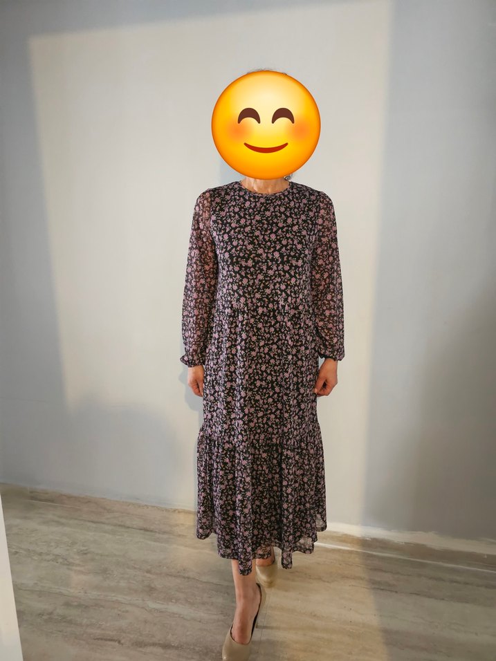 Şeffaf Kumaşlı Uzun Kahverengi Bohem Elbise - Görsel 2