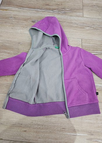 Benetton Kız Çocuk Kapüşonlu Mor Fermuarlı Sweatshirt