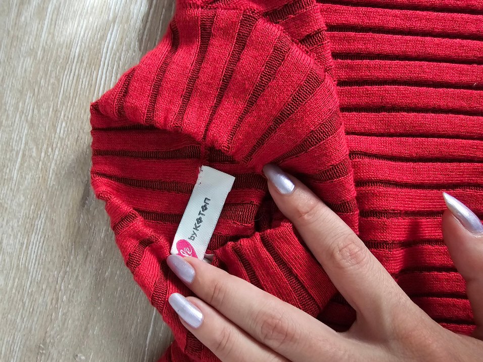 Kırmızı Kadın Boğazlı İnce Triko Kazak - Görsel 2