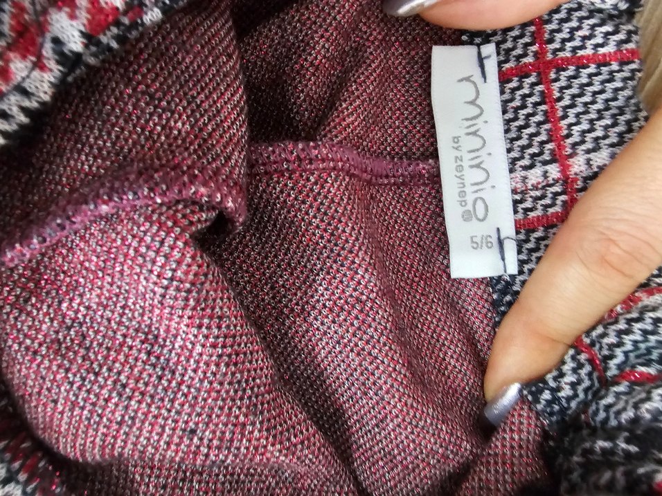 Gri Ekose Örgü Kız Çocuk Mini Kumaş Şort - Görsel 3