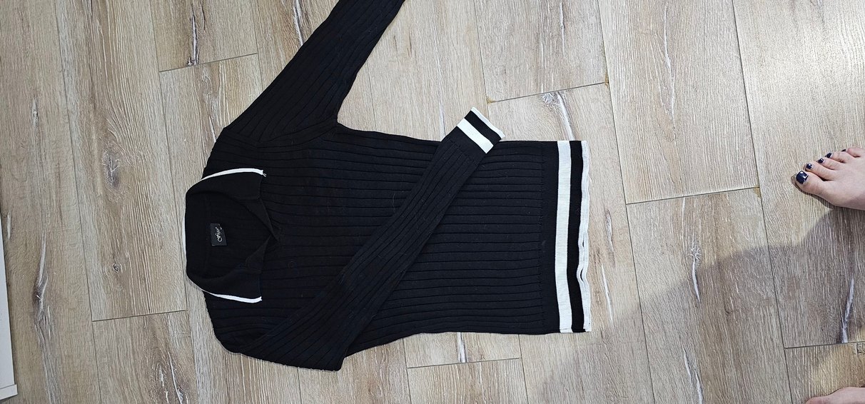 Siyah Fitilli Kadın Yün Kazak - Görsel 2