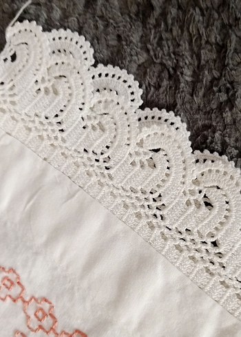 VİNTAGE KANAVİÇE İŞLEMELİ TAKIM (1 ETEK 1 UZUN YASTIK) - Görsel 7