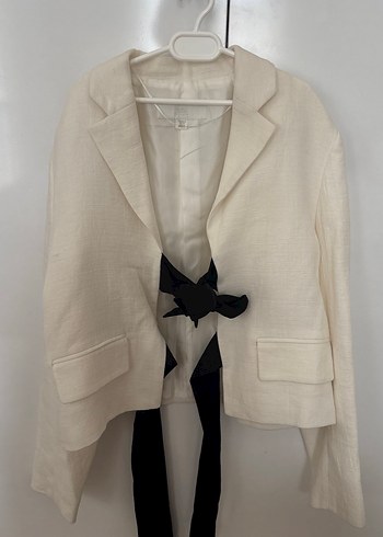 Zara Ekru Keten Blazer Ceket