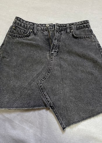 Gri Denim Midi Mini Etek