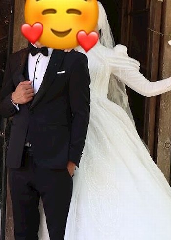 Gelinlik Uzun Kollu Beyaz Prenses Gelinlik