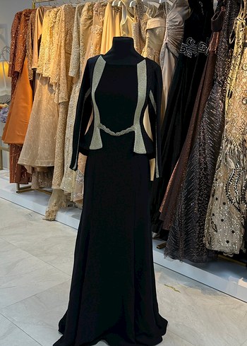 40 Beden Uzun Siyah Gotik Yüksek Yakalı Kadın Elbise