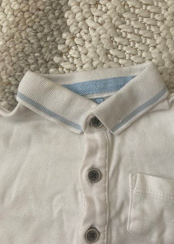 Düğmeli Beyaz Erkek Bebek Kısa Kollu Body - Görsel 2