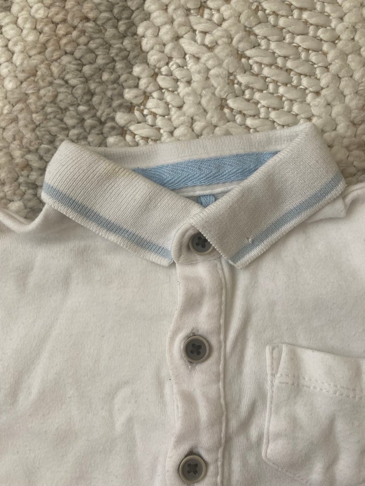 Düğmeli Beyaz Erkek Bebek Kısa Kollu Body - Görsel 2