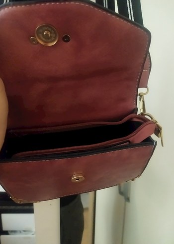 Bordo Deri Kadın Çanta - Modern Klasik - Görsel 4