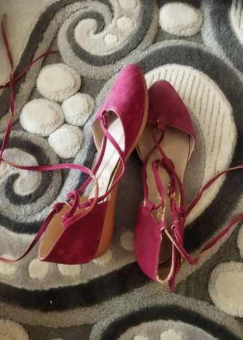 Süet Stiletto Bağcıklı Kadın Ayakkabı - Görsel 3