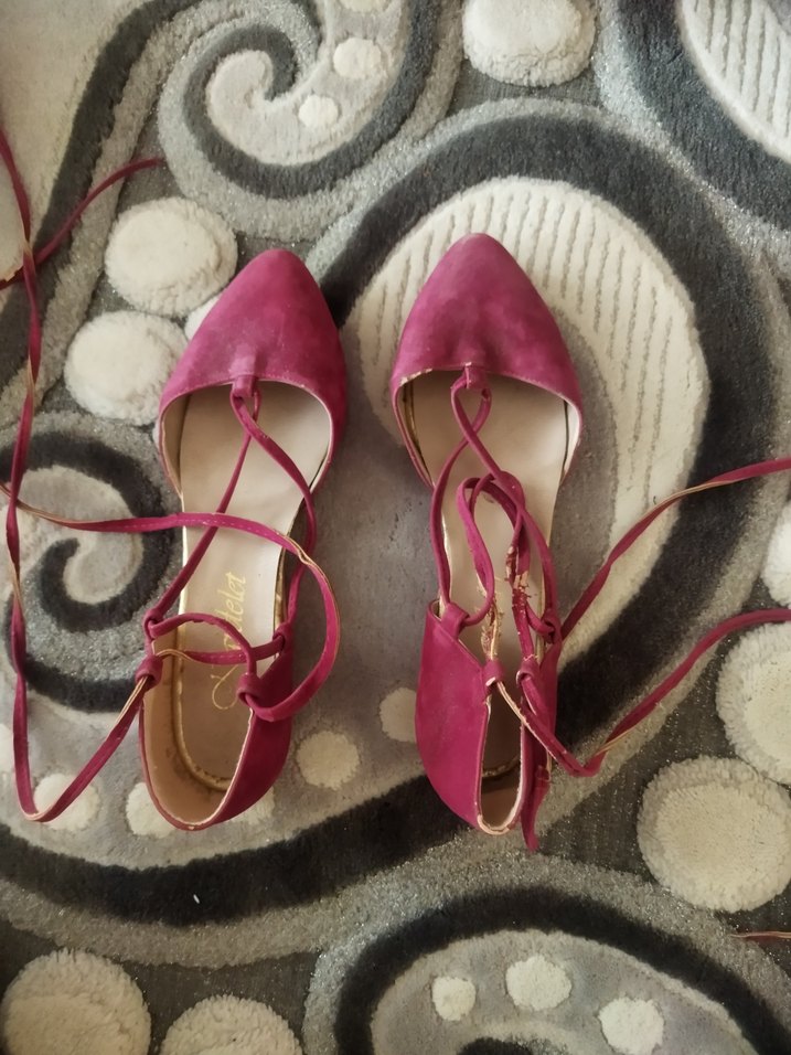 Süet Stiletto Bağcıklı Kadın Ayakkabı - Görsel 2