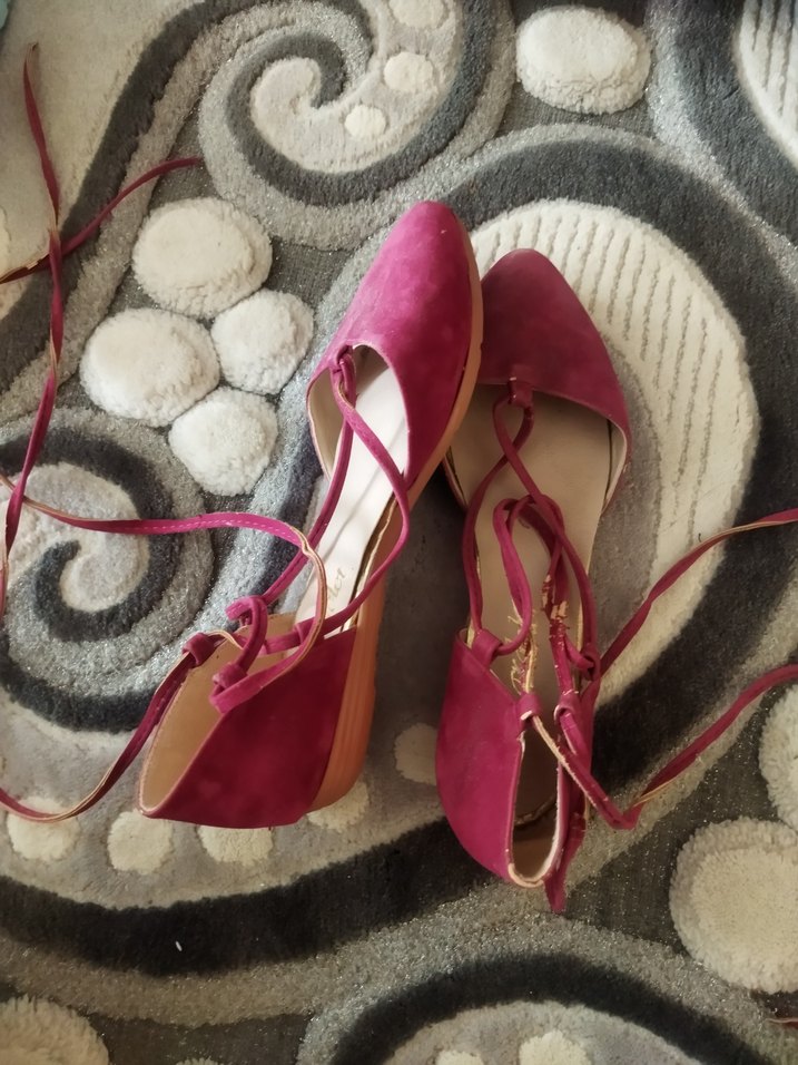 Süet Stiletto Bağcıklı Kadın Ayakkabı - Görsel 3