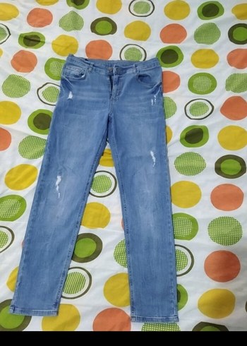 Düğmeli Mavi erkek cocuk Kot Pantolon