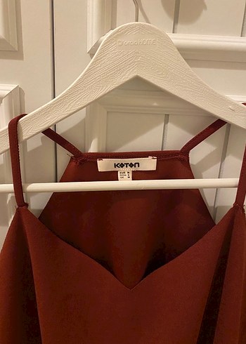 Bordo Parlak Askılı Elbise