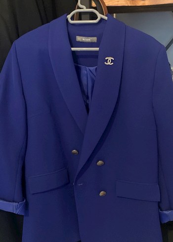 Diğer Mavi Düğmeli Kadın Blazer Ceket