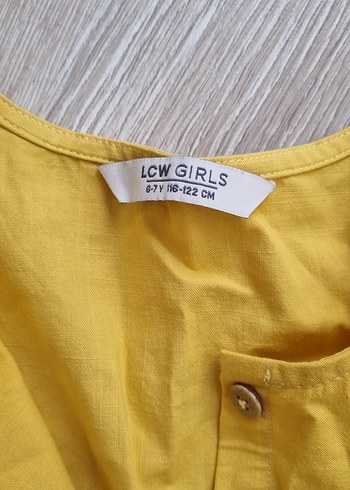 LC Waikiki Sarı Kız Çocuk Keten Elbise