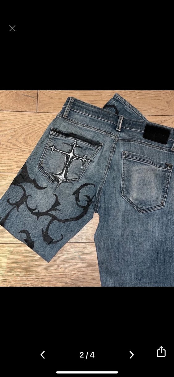 y2k cyber affliction pislick custom made jeans - Görsel 2