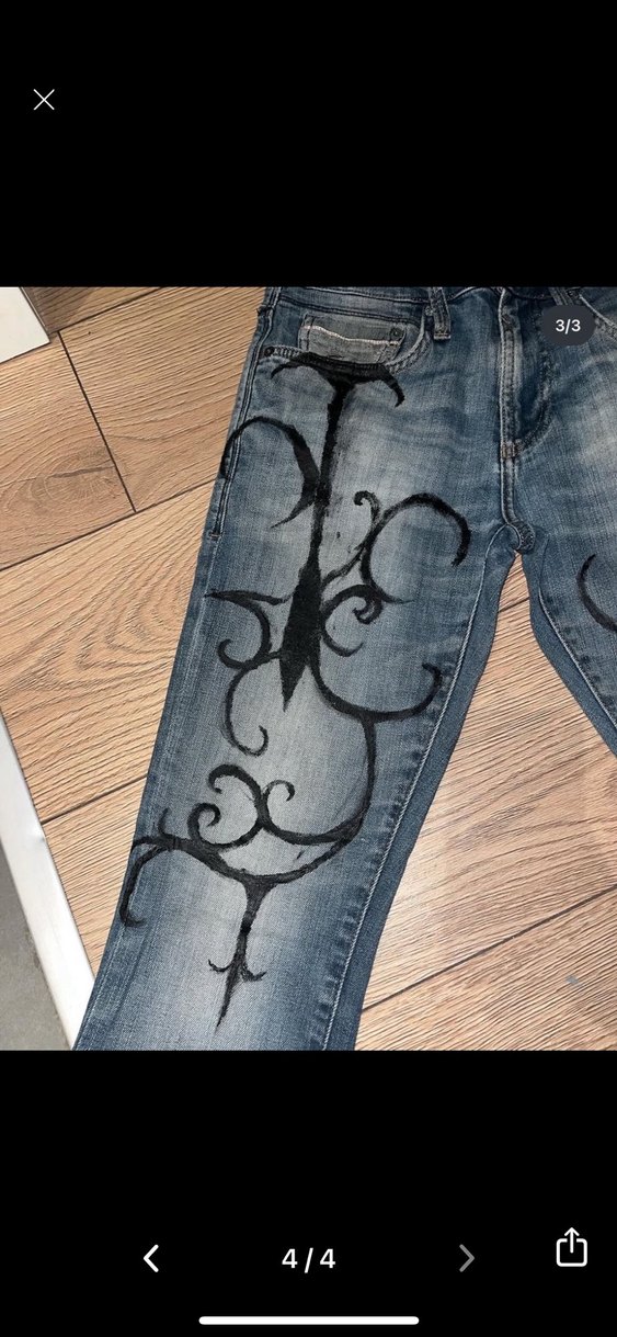 y2k cyber affliction pislick custom made jeans - Görsel 4
