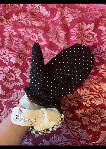 coquette babydoll puantiyeli ekoseli kurdeleli pofuduk eldiven - Görsel 5