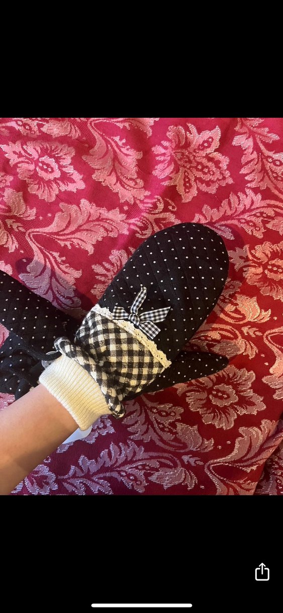 coquette babydoll puantiyeli ekoseli kurdeleli pofuduk eldiven - Görsel 4