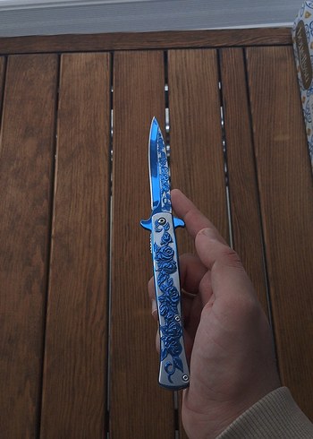 Mavi Gri Desenli Katlanır Bıçak - Görsel 5