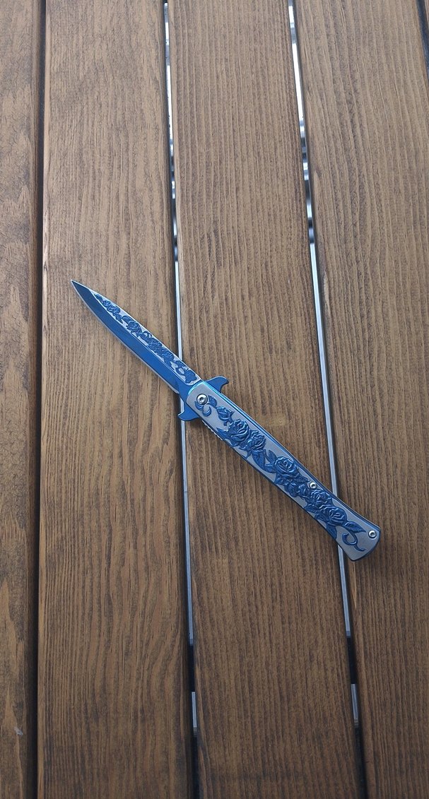 Mavi Gri Desenli Katlanır Bıçak - Görsel 3