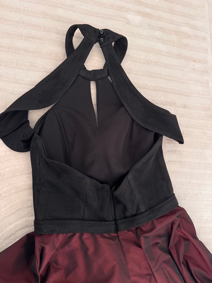 Bordo Drapeli Uzun Straplez Kadın Elbise - Görsel 3