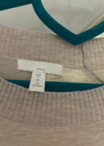 H&M Bej Keten Kadın Triko Uzun Kollu Kazak